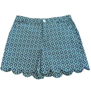 Crown‎ & Ivy Blue and Green Scalloped Hem Shorts Girls Size 16 Adjustable
